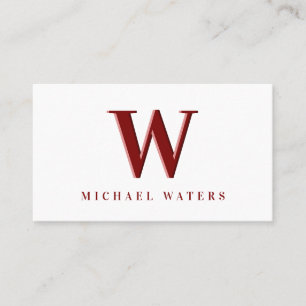 Minimalist Maroon Monogram Logo Embossed Effect Business Card