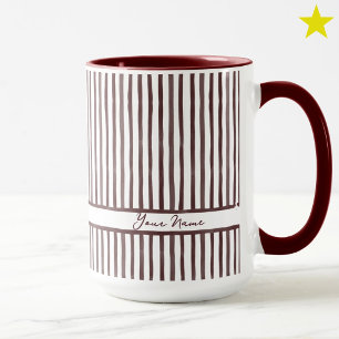 Minimalist Maroon Watercolor Stripes Custom Name Mug
