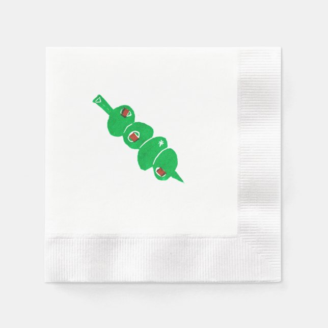 Minimalist Martini 4 Olives Cocktail Napkin (Front)