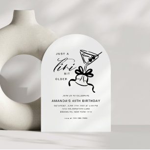 Minimalist Martini Chic Black White Birthday Arch Invitation