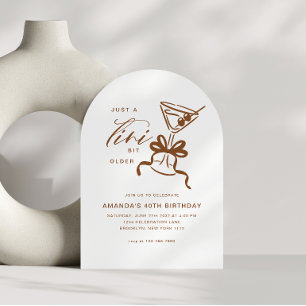 Minimalist Martini Chic Brown Birthday Arch Invitation