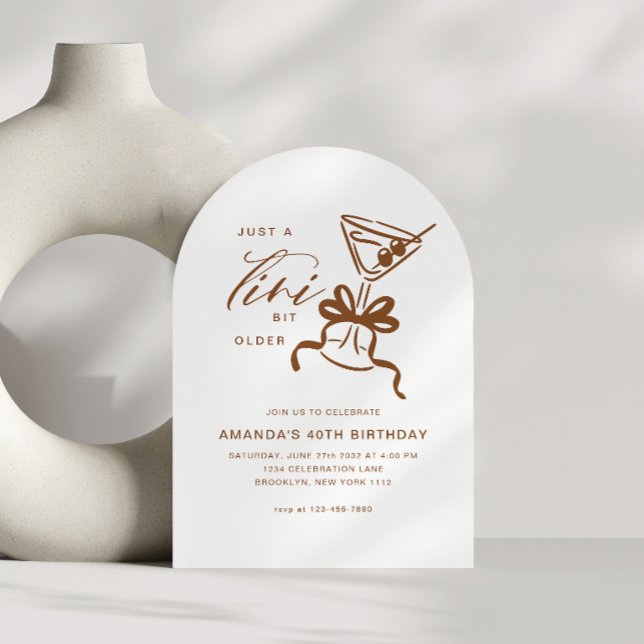 Minimalist Martini Chic Brown Birthday Arch Invitation (Creator Uploaded)