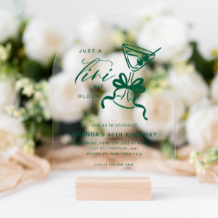 Minimalist Martini Chic Green Birthday Arch Acrylic Invitations