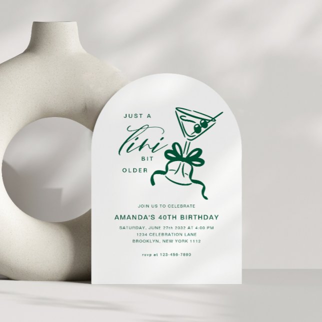 Minimalist Martini Chic Green Birthday Arch Invitation (Creator Uploaded)