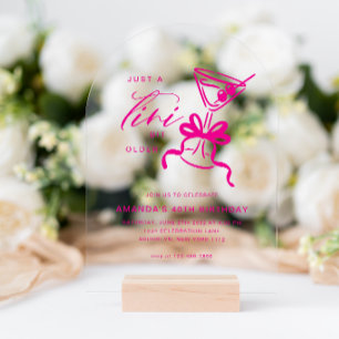 Minimalist Martini Chic Magenta Birthday Arch Acrylic Invitations
