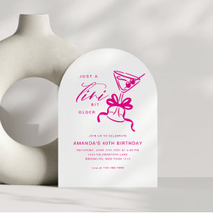 Minimalist Martini Chic Magenta Birthday Arch Invitation
