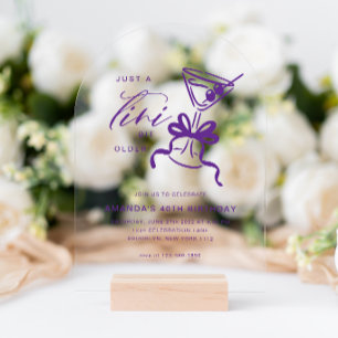 Minimalist Martini Chic Violet Birthday Arch Acrylic Invitations