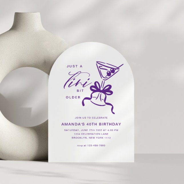 Minimalist Martini Chic Violet Birthday Arch Invitation (Creator Uploaded)