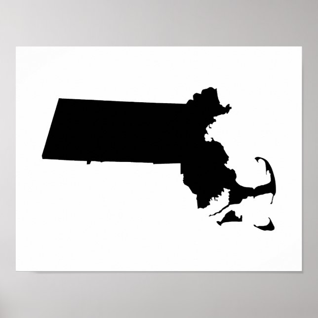 Minimalist Massachusetts in Black Poster (Front)