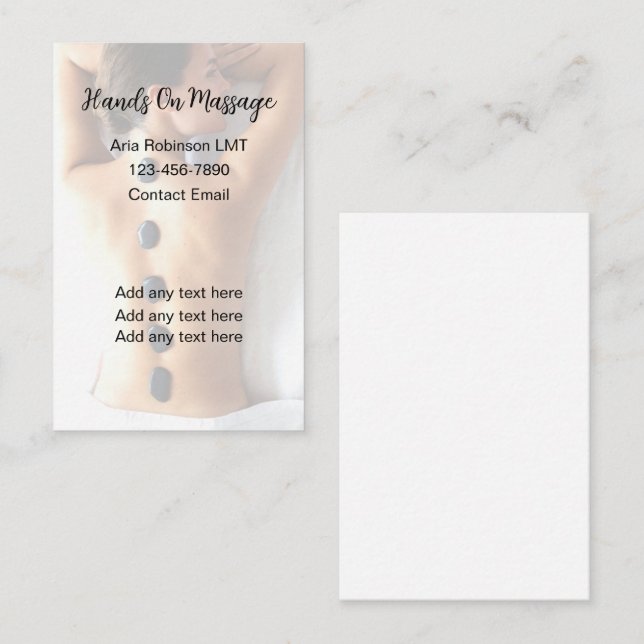 Minimalist Massage Business Cards Design Template (Front/Back)