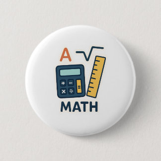 Minimalist Math Subject – Calculator, Ruler 6 Cm Round Badge