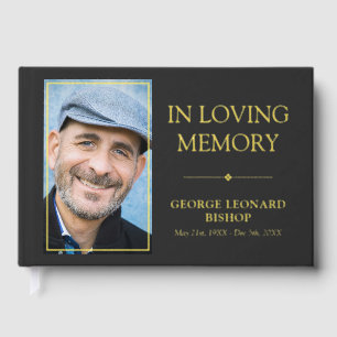 Minimalist Matte Black In Loving Memory Photo Guest Book