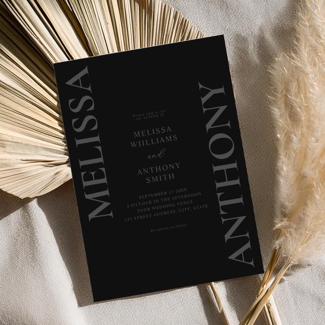 Minimalist Matte Black Modern Wedding Invitation (Creator Uploaded)