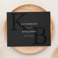 Minimalist Matte Black Monogram Modern Wedding