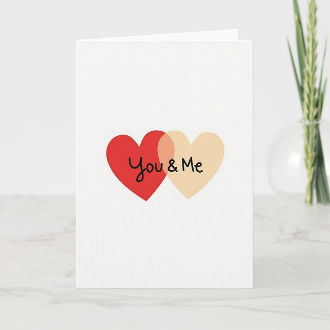 Minimalist Matte You And Me Hearts Card (Front)