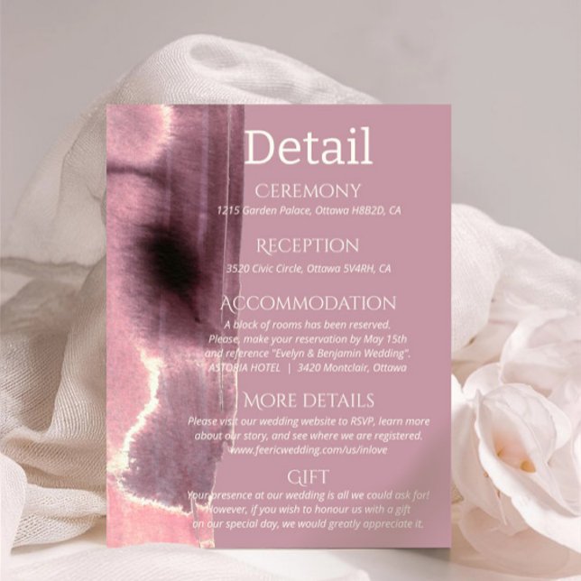 Minimalist Mauve Dusty Rose wedding details    Enclosure Card (Creator Uploaded)