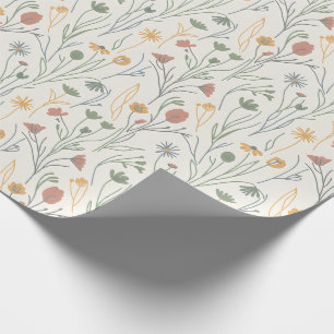 Minimalist Meadowcore Abstract Wildflowers Wrapping Paper