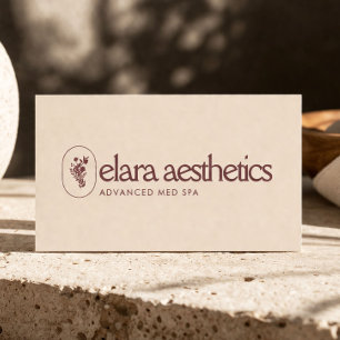 Minimalist Med Spa Logo Luxury Skincare Warm Taupe Business Card