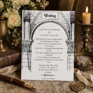Minimalist Mediaeval Castle Archway Wedding Invitation