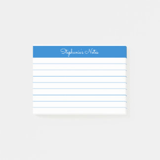 Minimalist Medium Blue Lined Personalised Post-it Notes