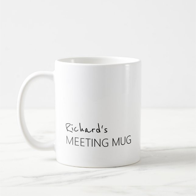 Minimalist Meeting with your Name Coffee Mug (Left)
