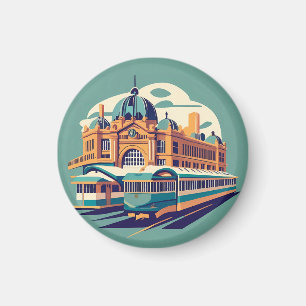 Minimalist Melbourne Australia painting souvenir Magnet