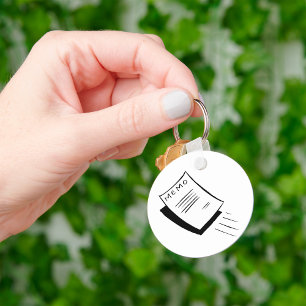 Minimalist Memo Paper Sketch Hand-Drawn Key Ring