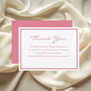 Minimalist Memorial Simple Bereavement Thank You Card