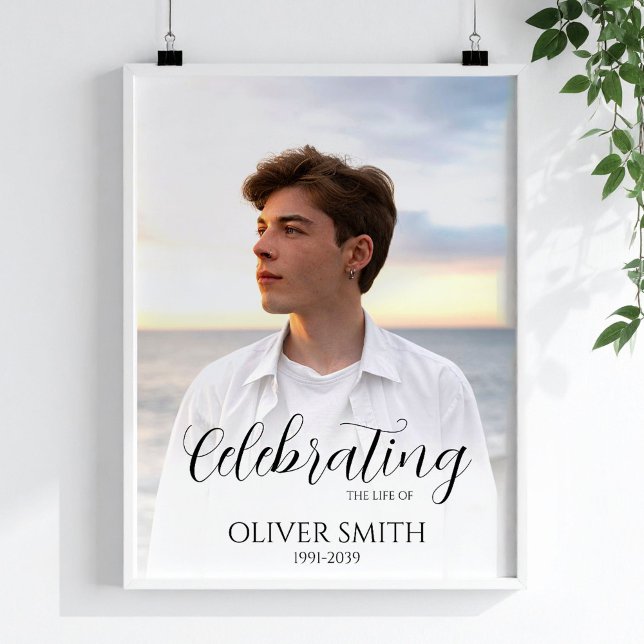 Minimalist Memory Photo Custom Celebration of Life Poster (Creator Uploaded)