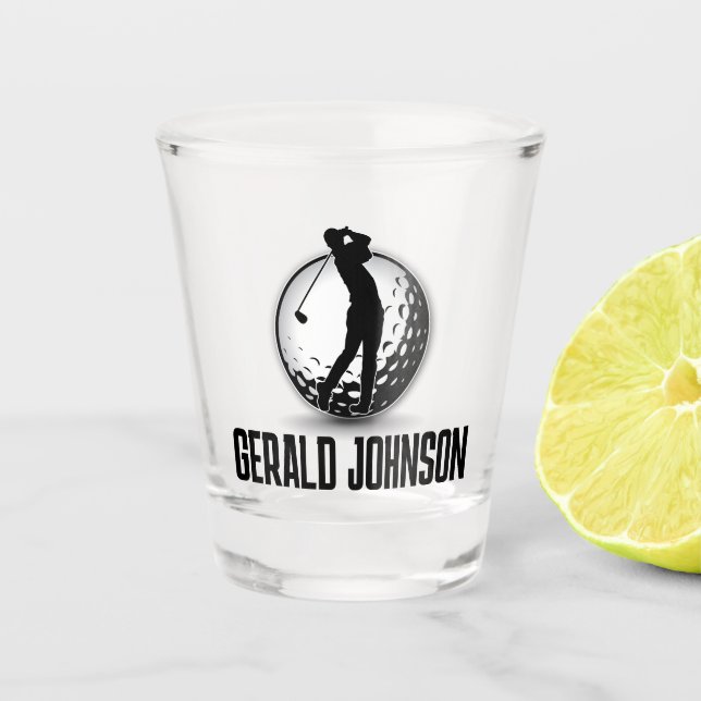 Minimalist Men Golf Monogram Design Shot Glass (Front)