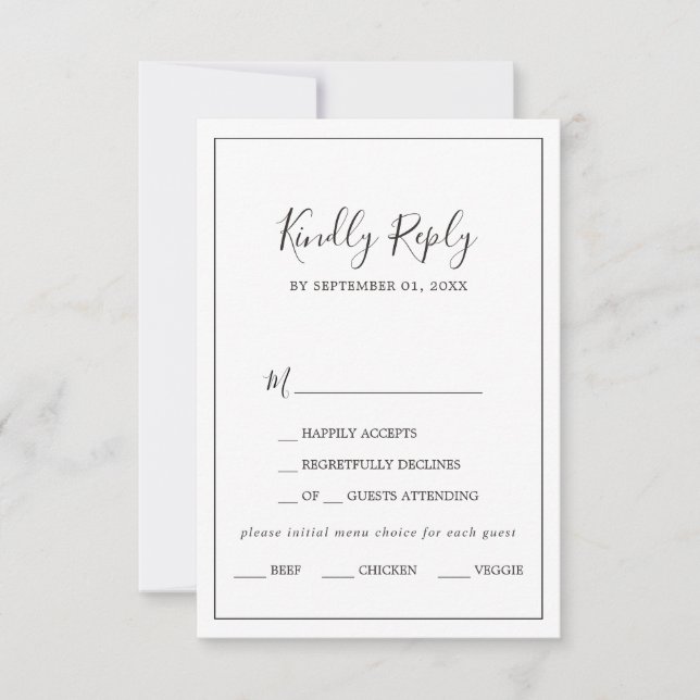 Minimalist Menu Choice RSVP Card (Front)