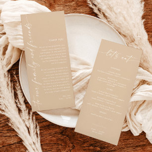 Minimalist Menu + Thank You Note Wedding Napkin