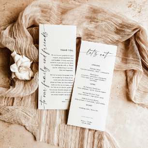 Minimalist Menu + Thank You Note Wedding Napkin