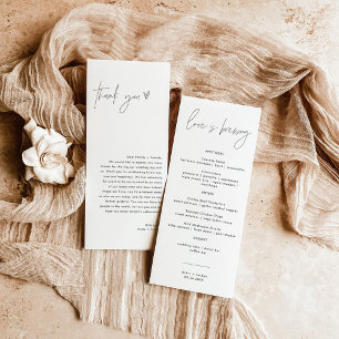 Minimalist Menu + Thank You Note Wedding Napkin