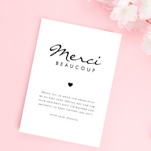 Minimalist Merci Beaucoup French Bridal Shower Thank You Card