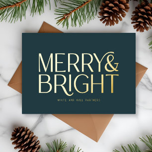 Minimalist Merry and Bright Business Blue Gold