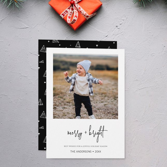 Minimalist Merry and Bright Christmas Holiday Card (Creator Uploaded)