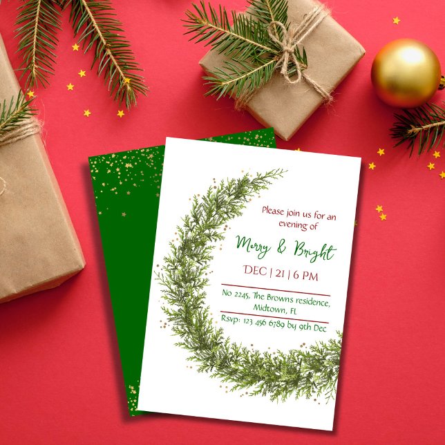 Minimalist Merry & Bright Christmas Party  Invitation (Creator Uploaded)