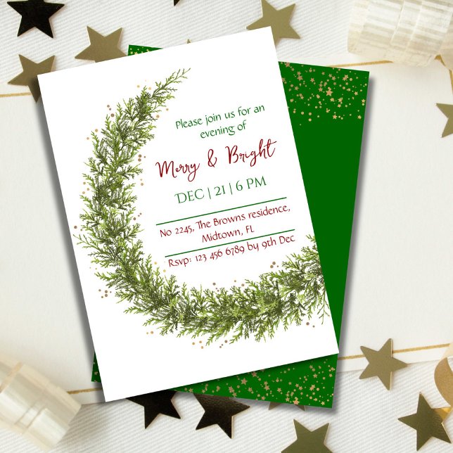 Minimalist Merry & Bright Christmas Party   Invitation (Creator Uploaded)