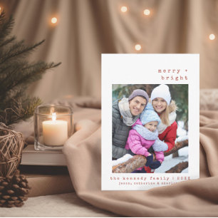 Minimalist Merry + Bright Family Christmas Card