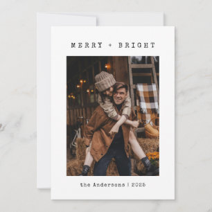  Minimalist Merry & Bright Family Photo Christmas Holiday Card