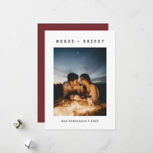  Minimalist Merry & Bright Family Photo Christmas Holiday Card