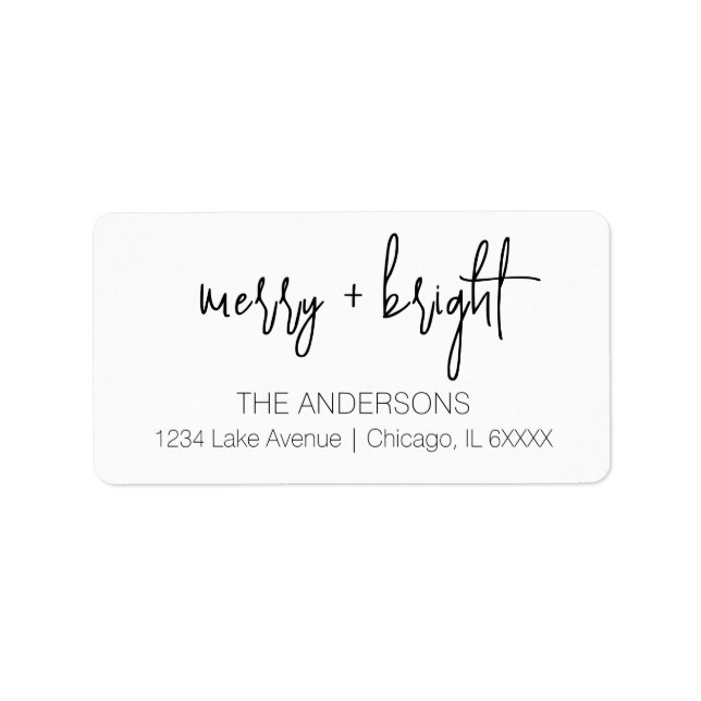 Minimalist Merry & Bright Holiday Return Address Label (Front)