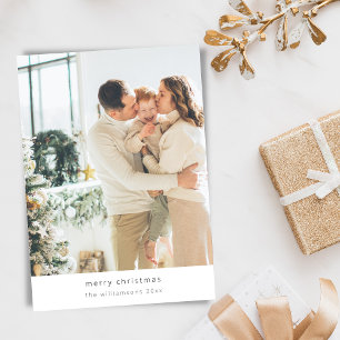 Minimalist Merry Christmas 2 Photo Vertical Holiday Card
