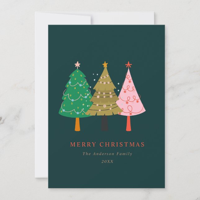 Minimalist Merry Christmas Christmas Tree Holiday Card (Front)