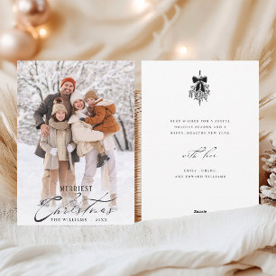 Minimalist Merry Christmas Family Photo Calligraph Holiday Card