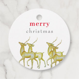 Minimalist Merry Christmas Gold Reindeer Gift Favour Tags