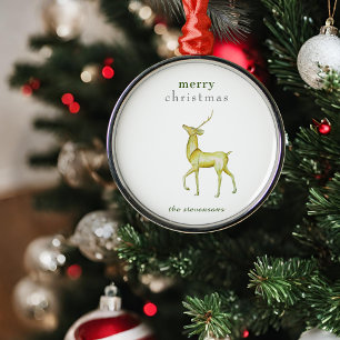 Minimalist Merry Christmas Gold Reindeer Metal Tree Decoration