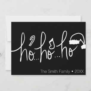 Minimalist Merry Christmas Hand Drawn Black White Holiday Card