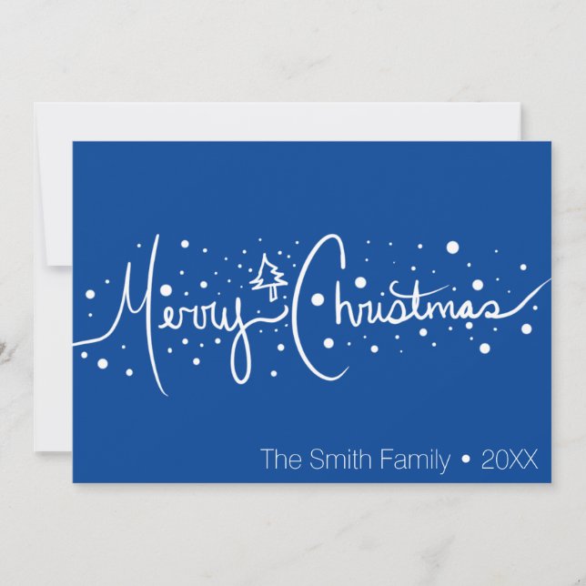 Minimalist Merry Christmas Hand Drawn Snow Holiday Card (Front)